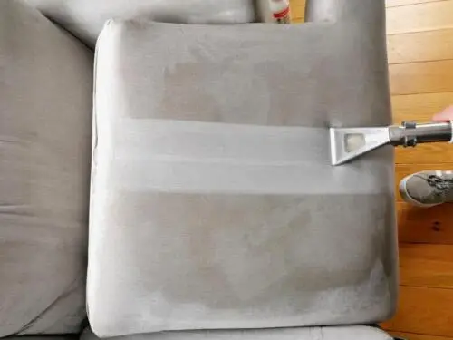 Sofa cushion clean in progress