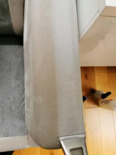 Upholstery arm clean in progress
