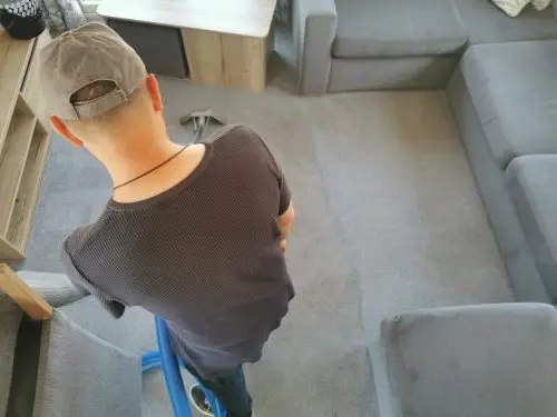 Top down view of carpet cleaning