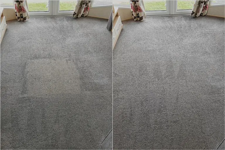 Lounge Carpet - Dirty patch before and after