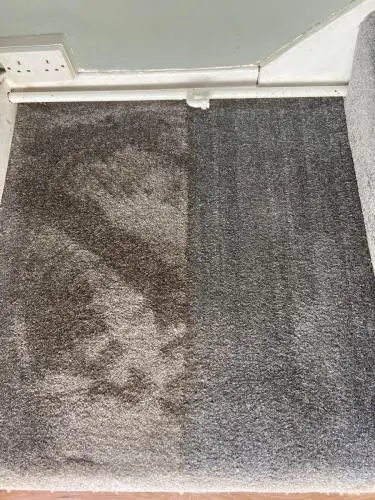 Landing carpet clean in progress