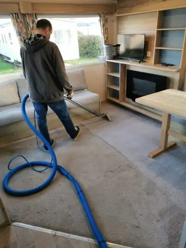 Carpet clean in progress
