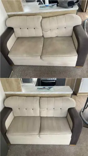 Before and after sofa clean