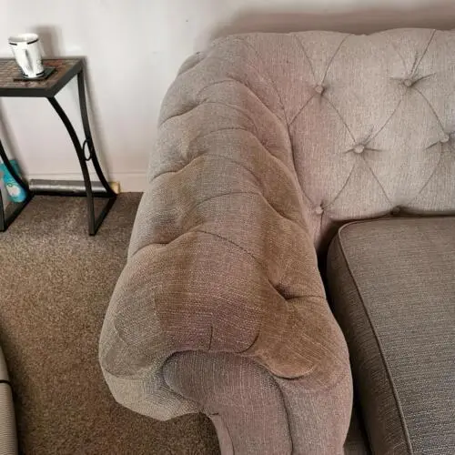 Sofa arm clean in progress